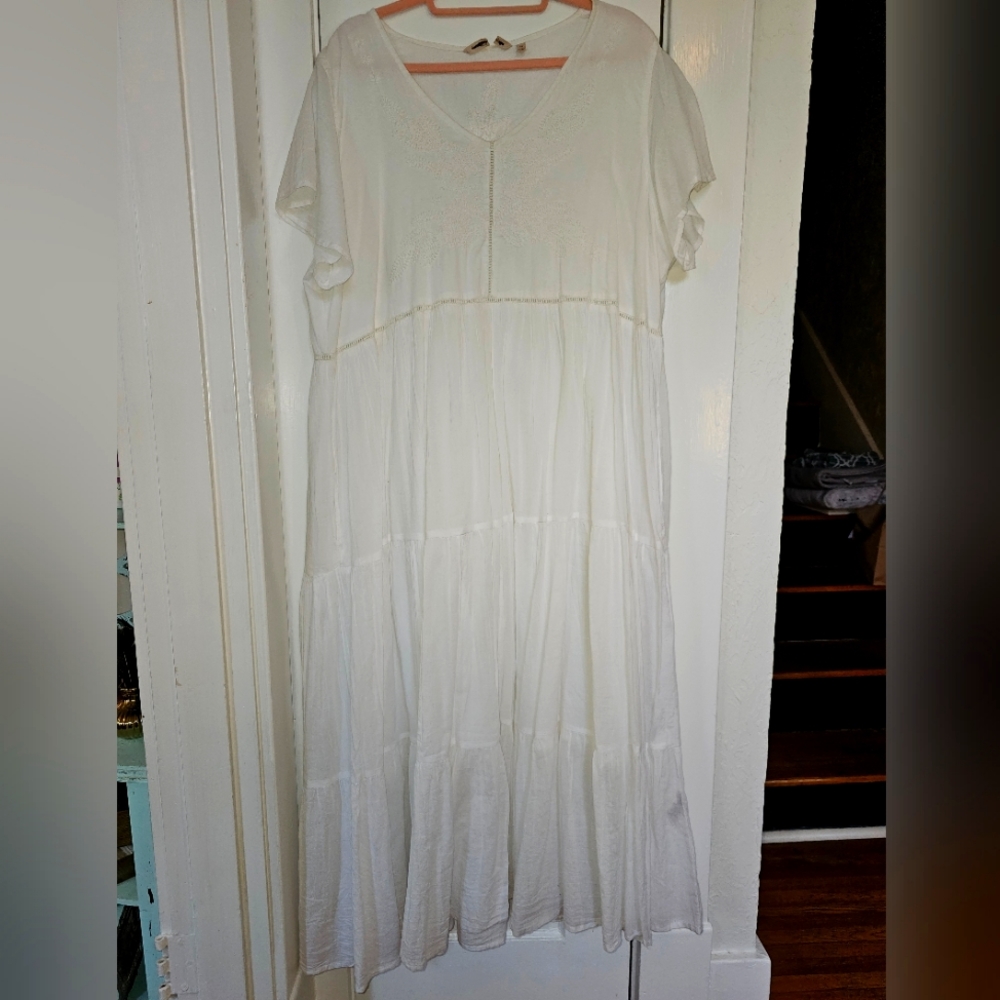 NWOT Soft Surrounding White Cotton Embroidered Maxi Dress